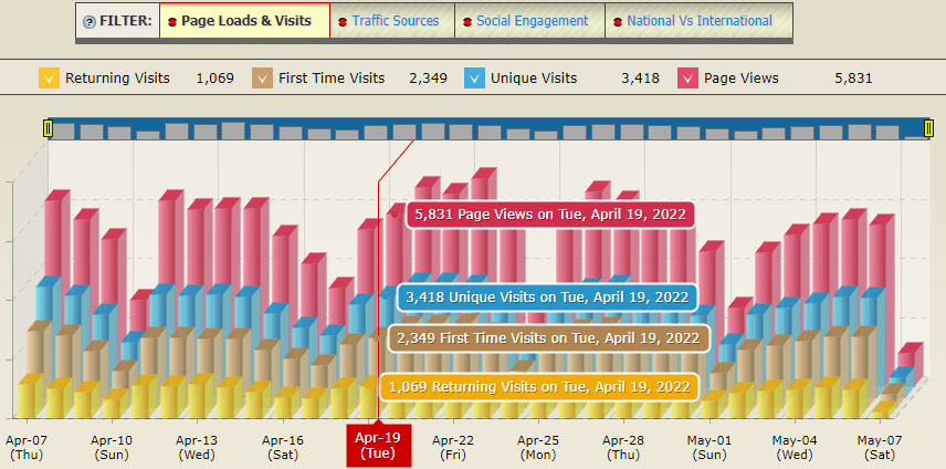website tracking stats chart sample
