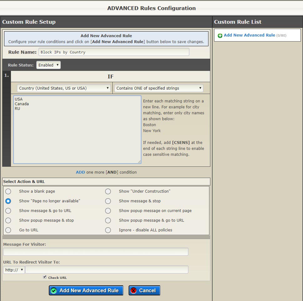 advanced country blocking rule configuration class=