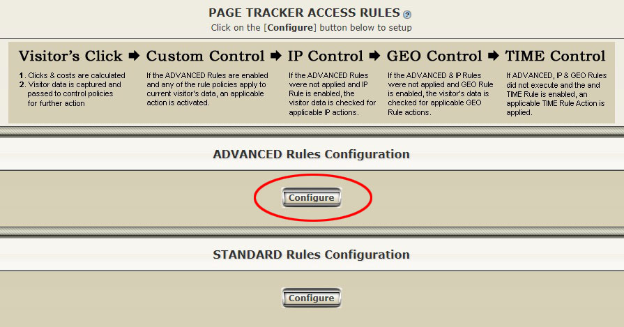page tracker access rules page
