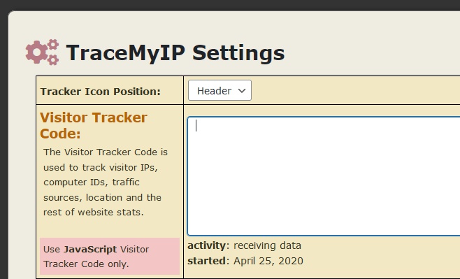 wordpress-visitor-tracker-code-input