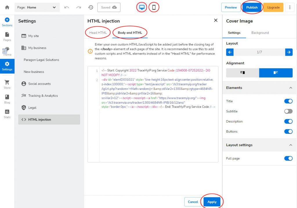 domain.com website tracking code installation