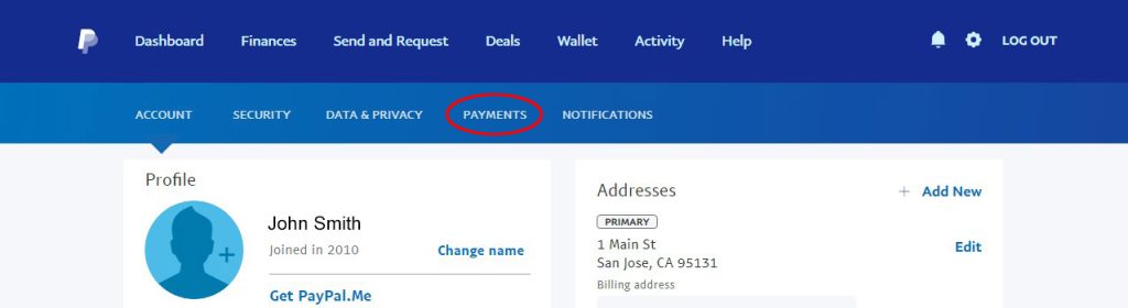 paypal account payments manage