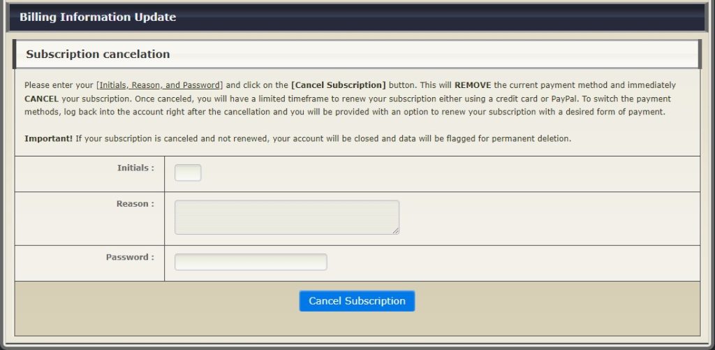 recurring-subscription-cancellation-screen
