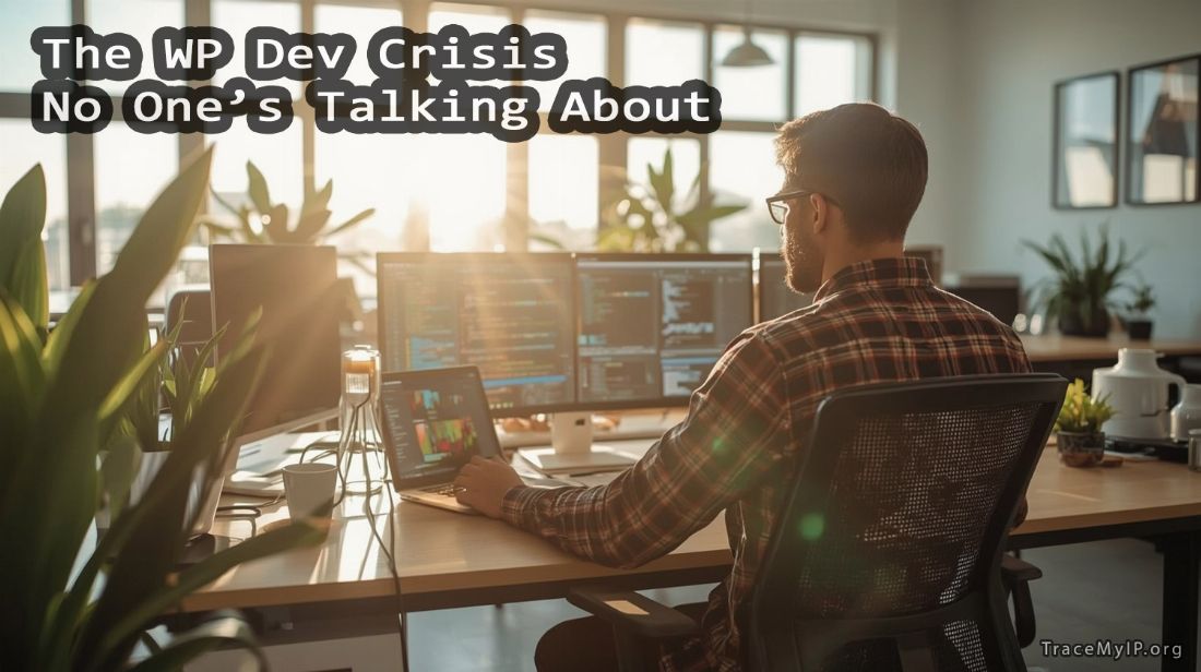 Bright office room sunny day showing frustrated programmer stare at AI