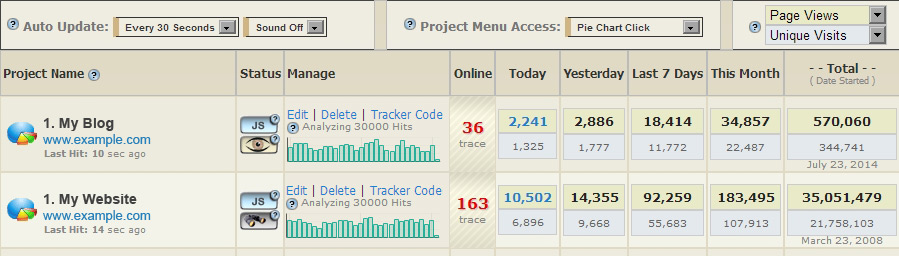 website stats summary